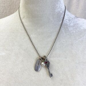 Jewel Kade Silver Ball chain necklace with key, ring and pearl charms